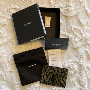 YSL Leather card case - Sparkling Leopard